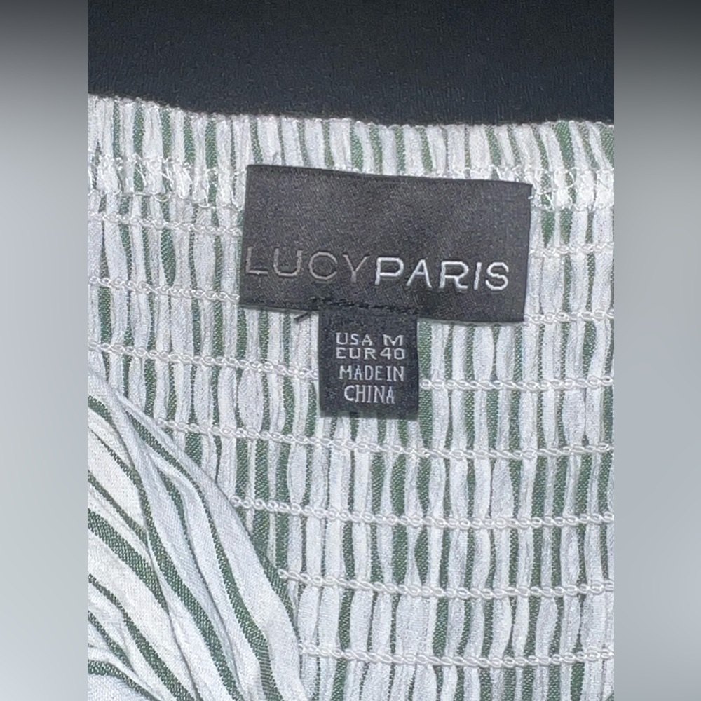 Lucy Paris Sage Green & White Stripe crop top Size Medium EUC - Picture 5 of 7